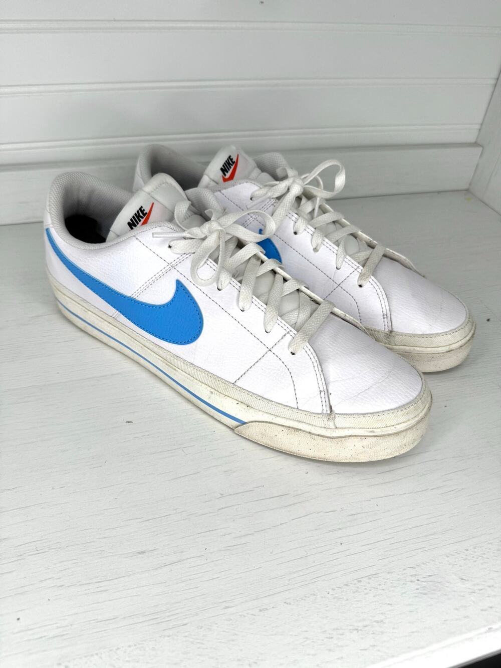 Nike Court Legacy White Blue Sneakers - Men's Size 12